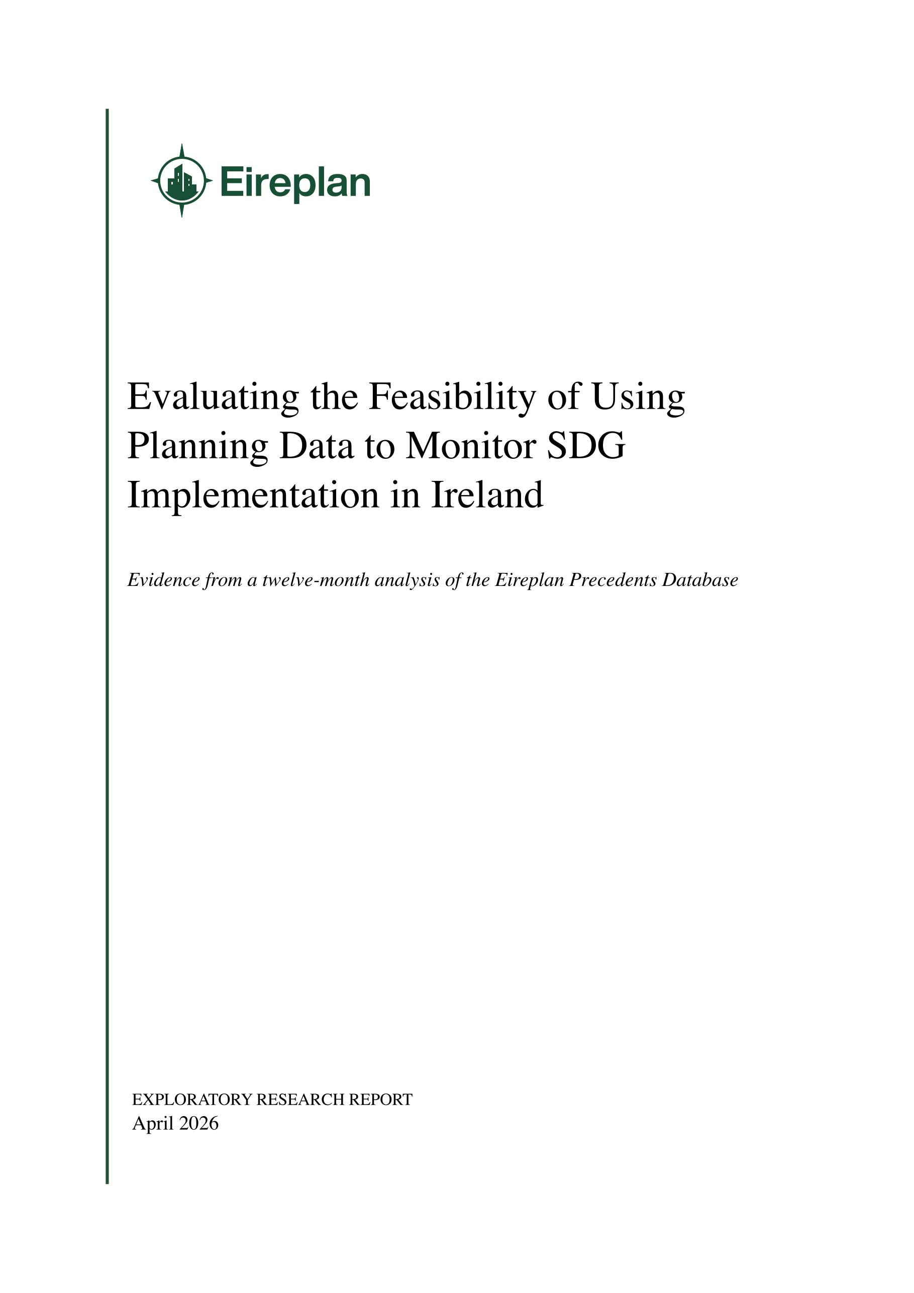 Evaluating the Feasibility of Using Planning Data to Monitor SDG Implementation in Ireland cover